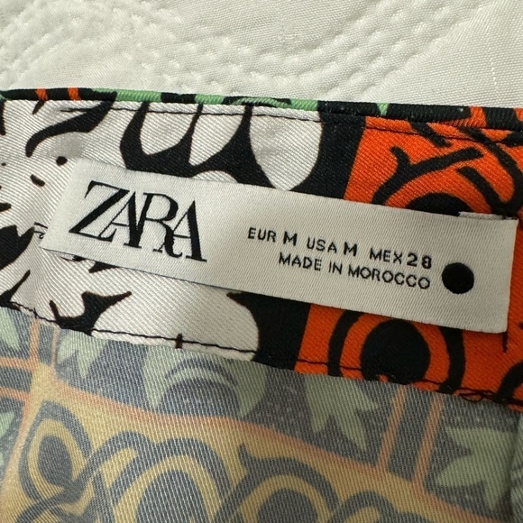 ZARA MULTICOLORED PRINTED, KNOTTED, SLIT MIDI SKIRT SIZE M. NWOT - Picture 6 of 12